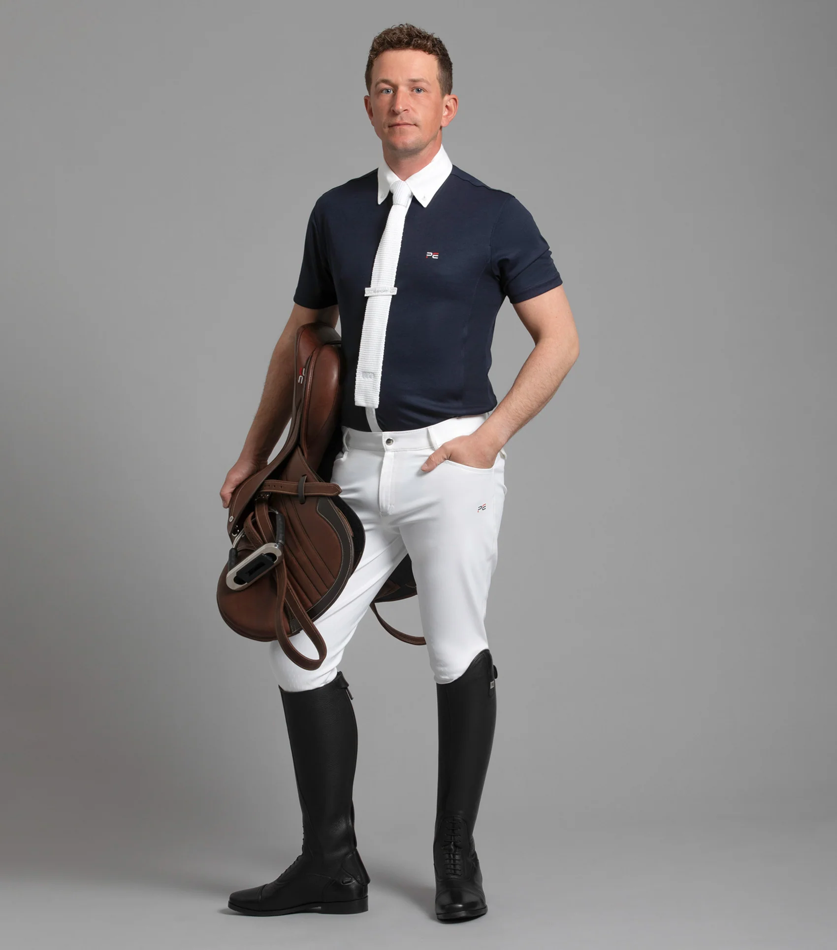 SALE - Emilio Men's Gel Knee Competition Breeches White - Image 6